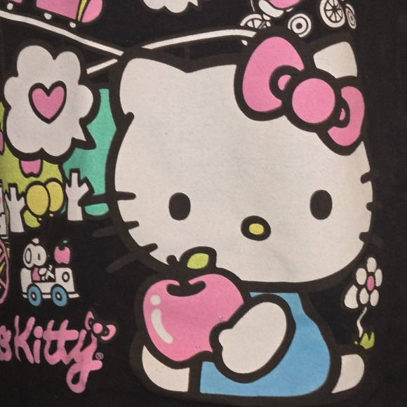 Hello Kitty by Sanrio Multicolored Hello Kitty Graphic on Black T-Shirt Size S - Picture 5 of 10